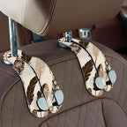 CoBak Purse Hook for Car - Universal Premium Stitched Leather and Aluminum-Magnesium Alloy Double Car Seat Back Storage Hook for Purses, Handbags, Bags (2 Pack),Feather
