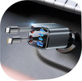 6 in 1 Retractable Car Charger with Dual Type C Cables, 99W Ultra-Compact USB C Car Accessories Adapter with 4 USB Ports, Fast Charging Car Charger for iPhone 17/16/15/14/13/12, Galaxy, iPad