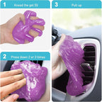 FiveJoy Car Cleaning Gel Kit - Universal Car Detailing Putty for Car Interior - Reusable Clean Goop Cleaner Supplies Auto Slime for Home, Office, Keyboard, Computer (Purple, 3Pack (16.8oz))
