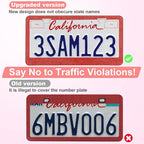 2 Pack Bling License Plate Frames for Women, Sparkly Rhinestone Diamond Car Accessories with Glitter Crystal Caps (Red)