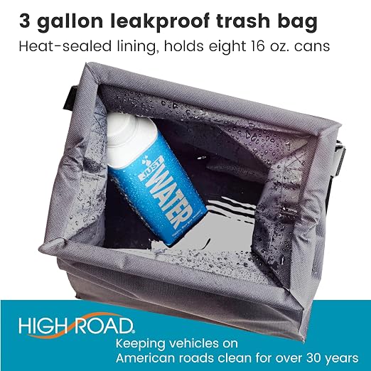 TrashStash Hanging Car Garbage Bag with Push-Close Lid and Waterproof Bin for Cars, SUVs and Trucks - Holds 3 Gallons of Car Trash