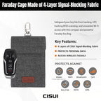 Faraday Bag for Car Keys, 4-Layer Key Fob Signal Blocker Pouch (Grey) | 2026 upgraded RFID guard shielding case for keyless entry anti-theft. Durable Oxford fabric with secure hook for all fobs