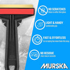 Car Ice Scraper Brass Blade - fast, easy & efficient - [ 2 Pack ] Brass Ice Scraper for Car - Ice Scrapers for Car Windshield Ice Scraper - Original Murska from Europe - for Winter - A054-2 Black Red