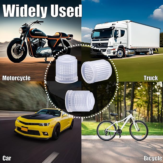 15PCS Tire Valve Stem Caps, Corrosion Resistant, with O Rubber Ring, Airtight Seal Heavy Duty Dustproof Tire Valve Stem Covers for Cars, SUV, Trucks, Bikes, Motorcycles, Bicycles(Transparent)