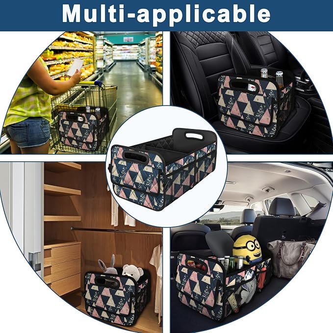 Trunk Organzier and Storage with Reinforced Handles,Car Accessories for Women/Men 50L Waterproof Polyester for Car/SUV/Minivan/Truck(Medium, Triangle)