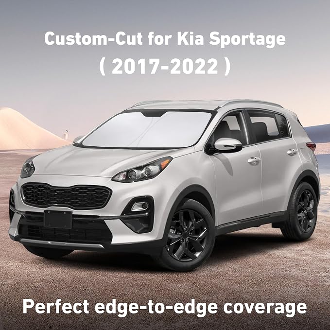 Windshield Sunshade Compatible for Kia Sportage 2017-2020 2021 2022, Sun Visor for Front Windshield & Window Sun Shade Cover, UV Heat Blocker & Protector, Car Accessories