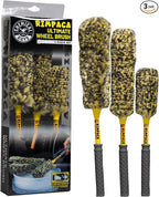 Rimpaca Ultimate Wheel Brush Set - 3-Piece Wheel Cleaner Brush Kit with Soft Bristle Brushes for Cars, Trucks, SUVs, Motorcycles, and RVs - Safe for Rims, Grilles, and Tight Areas
