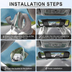 Rear View Mirror, Universal 12" (305mm) Wide-Angle Panoramic Convex Rearview Mirror with Clear Slim Frame, Strap-On Design Fits Original to Reduce Blind Spots for Cars SUVs Trucks