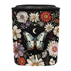 Butterfly Daisy Moon Print Car Trash Can with Lid, Leak Proof Auto Trash Bag Hanging Vehicle Garbage Can Multipurpose Storage Container for Back Seat Road Trip