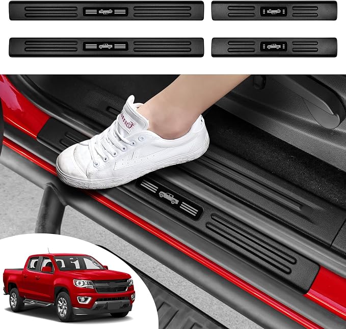 4PCS Car Door Edge Guards Door Sill Protector for Chevy Colorado & GMC Canyon 2015-2022 Accessories ABS Plastic Material Matte Black Car Door Threshold Protection