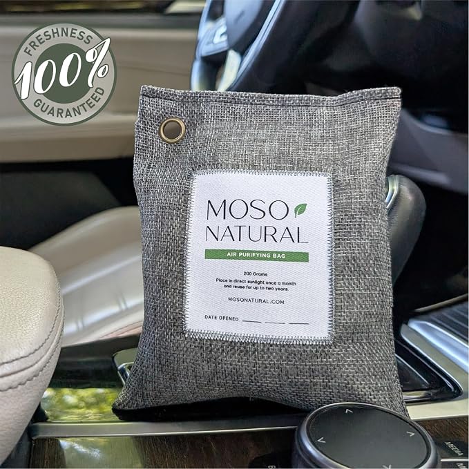 Air Purifying Bag 200g (3 Pack) HGTV Editor's Pick | Premium Bamboo Charcoal Odor Absorber for Home & Car | Closet Odor Eliminator & Car Air Freshener | Long Lasting Charcoal Bags