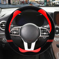 Furry Cute Soft Steering Wheel Cover 14 inch Black with Red | Fluffy Short Plush Car Accessories, Non-Slip Cold-Proof Sweat-Proof Colorfast, Small 13.5 inch to 14 inch