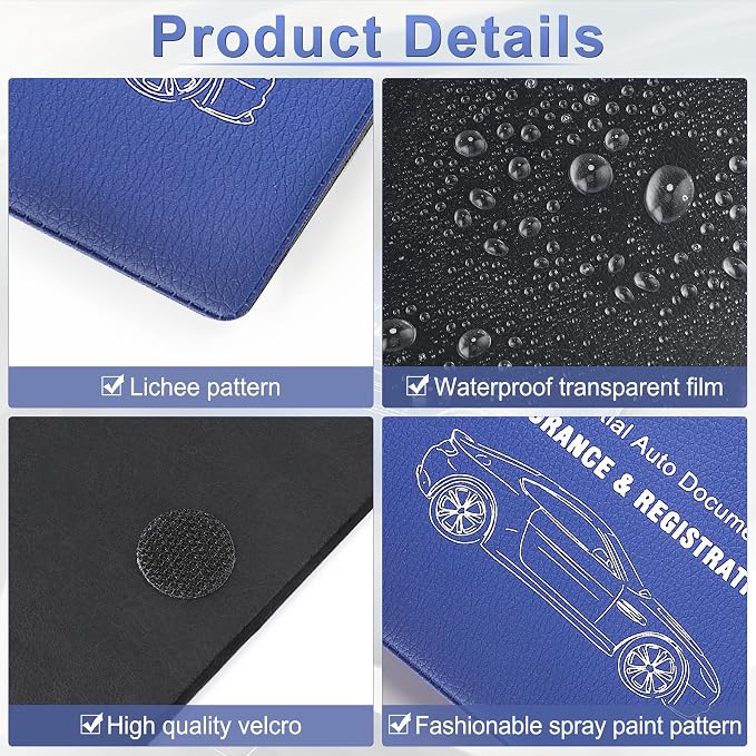Car Registration and Insurance Card Holder, Vehicle Glove Box Car Organizer, Interior Car Accessories for Documents, Cards, License - 2 Pack