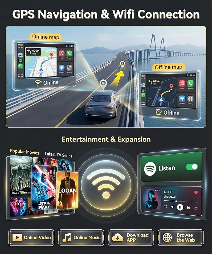 8 Core 6G+128G Car Stereo Radio for Honda Civic 2006-2011 with Wireless CarPlay/Android Auto/9 Inch 1280 * 720P IPS Touchscreen/Bluetooth 5.0/GPS/WiFi/DSP/36 EQ/AHD Backup Camera