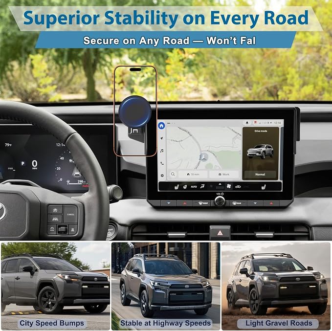 2026 RAV4 Car Phone Holder for Toyota RAV4 10.5-inch Touchscreen (LE/SE/XLE Premium/Woodland), 360° Rotation Phone Mount Compatible with MagSafe, Exclusive Custom Fit for Toyota RAV4 Accessories