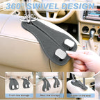 2PCS Car Purse Holder Hook, Seat Back Storage Hook, Leather-Wrapped Alloy Double Headrest Hook for Purses & Bags, Cute Car Interior Accessories for Women and Men, Gray