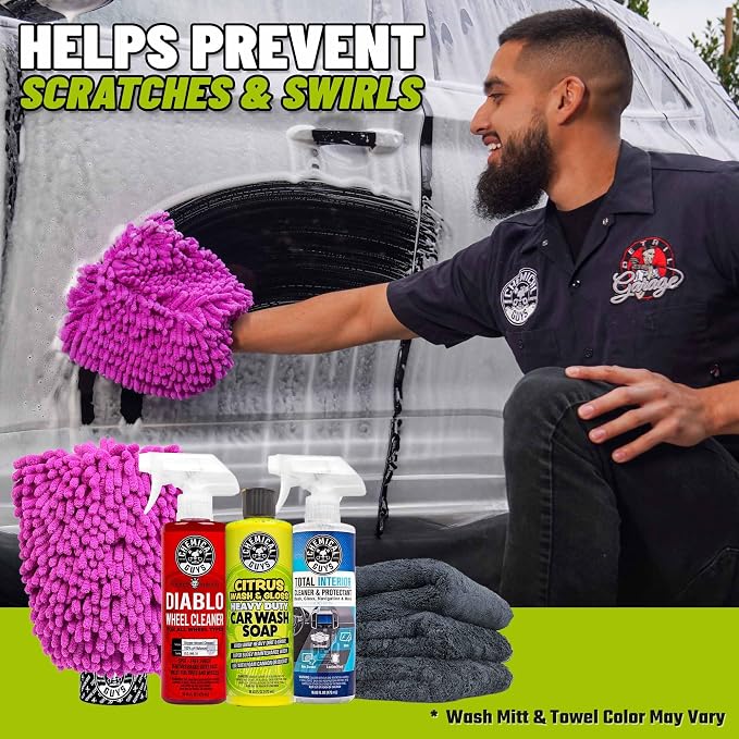 Car Wash And Interior Detailing Kit With Storage Bag Car Wash Soap, Wheel Cleaner, Interior Spray, Microfiber Towels And Wash Mitt