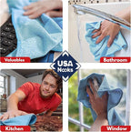 Microfiber Cleaning Cloth - Turq - 8Pcs (12.5x12.5 inch) High Performance - 1200 Washes, Ultra Absorbent Car Towel Traps Grime & Liquid for Streak-Free Mirror Shine - car Washing Cloth