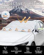 Windshield Snow Cover for Car, Heavy Duty Ice Shield with Magnetic Edges, Waterproof UV Block Sunshade for Winter Frost Protection, Fits Most Sedans SUVs Trucks, Easy Install and Remove