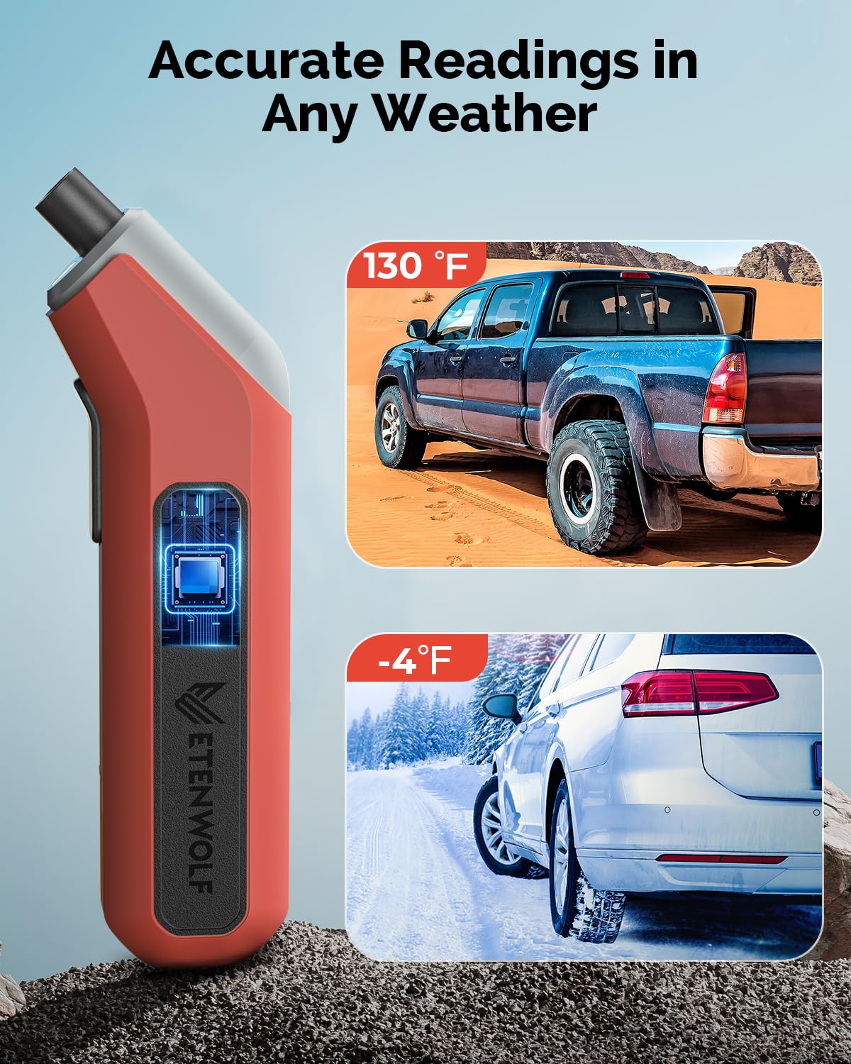 Digital Tire Pressure Gauge (2-Pack) — Heavy-Duty 200 PSI Reader