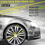 Hubcap Wheel Cover Replacement R14 Hub Caps Universal Wheel Rim Cover ABS Material Exterior Accessories Snap On Car Truck SUV -Set of 4 (14-Inch, Silver-Black)