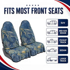 Car Seat Towel Cover 2 Pack for Front Seats, Sweat Absorbent Car Seat Protector with Non-Slip Backing, Waterproof Towel Car Seat Covers for Runners, Gym, Swimming, Beach, Vintage Sea Turtle