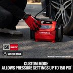 Dual Power Tire Inflator with Digital Gauge & Auto Shut-Off | 12V DC Car Plug and 120V AC Home Use with Up to 150 PSI, LED Light, Portable Air Pump for Car Tires, Bikes and Inflatables