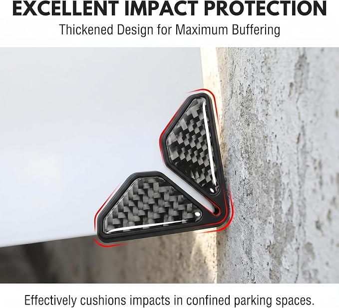 2 PCS Car Door Corner Edge Guards, PVC Soft Rubber Thickened Anti-collision Protector, Carbon Fiber Sporty Style Decorative Sticker, Exterior Accessory for Most Cars (Black)