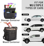 Cute Car Trash Can with Lid – Multipurpose Collapsible Trash Bin for Car, Leak-Proof Organizer, Waterproof Garbage Can with Storage Pockets & Adjustable Straps, 2 Gallons (Black Leopard)