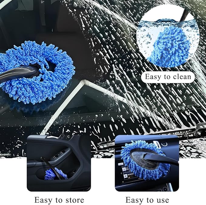 Car Dash Duster Brush, Super Soft Microfiber Multi-Functional Car Cleaning Brush, Scratch Free Dash Dusting Tool with a Anti-Skid Handle for Vehicle Home Kitchen Cleaning (Blue)