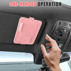 Sunglass Holder for Car Visor, Multi-Pocket Leather Car Sun Visor Organizer with Ticket Pens Card Clip, Sunglasses Holders,Suitable for All Size Eyeglasses,Car Accessories Keep Tidy (Pink)