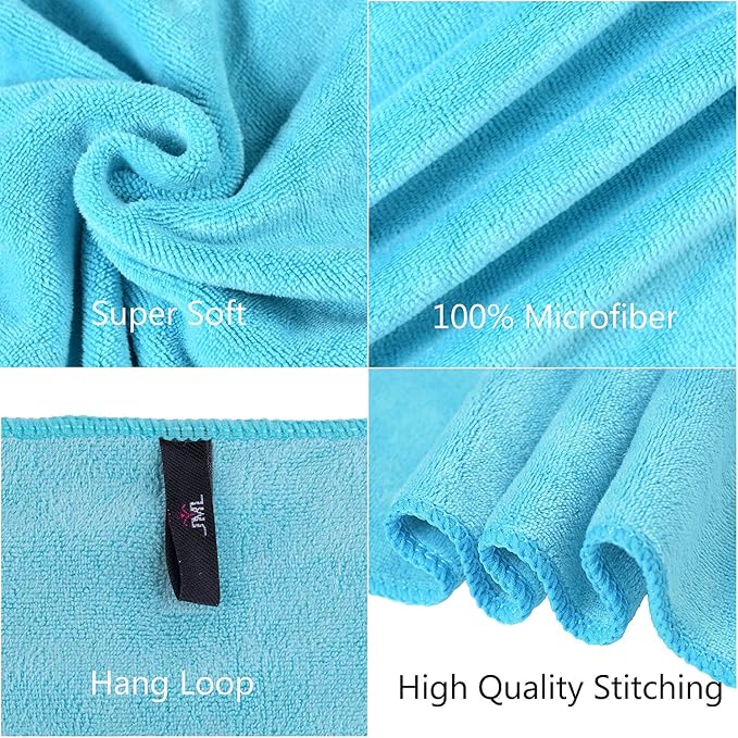 Bath Towel, Microfiber Bath Towels Set 6 Pack (30" x 60") - Large Size, Extra Absorbent, Quick Drying, Multipurpose Use as Bath Fitness Towel, Sports Towels, Yoga Towel, Aquamarine