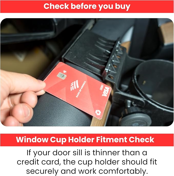 Car Door Cup Holder – Universal Window Cup-Holder with Phone Storage, Felt Protection Pad, No Rattle Fit for Large and Small Cups, Fits Any Car or Truck &18-2023 Tesla Model 3 Y Cup Holder