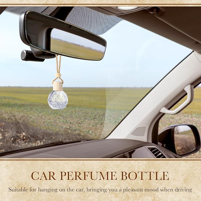 100 Pcs Car Air Fresheners Diffuser with Wooden Cap Empty Aromatherapy Diffuser Clear Car Fragrance Holder Pendant Hanging Perfume Fresheners Bottles for Decor(Round Diamond,Clear)