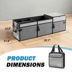 Trunk Organizer for SUV, Large Capacity Car Organizer and Storage with 5 Compartment and 1 Cover, Foldable Trunk Organizer for Car, 90L Grey