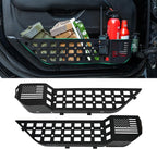 FURYENGRAVER Metal Front Door Storage Box Pockets Door Side Insert Organizer with Cup Holder Compatible with 2018-2024 Jeep Wrangler JL JLU & 2020-2024 Gladiator JT Interior Accessories, 2pcs