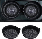 Car Cup Coaster Universal Automotive Waterproof Non-Slip Cup Holders Sift-Proof Spill Holder Car Interior Accessories 2 Pack Black Flower