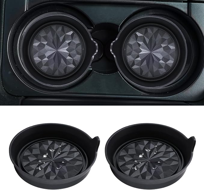 Car Cup Coaster Universal Automotive Waterproof Non-Slip Cup Holders Sift-Proof Spill Holder Car Interior Accessories 2 Pack Black Flower