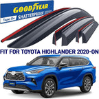 Goodyear Shatterproof Window Deflectors for Toyota Highlander 2020-2026, Tape-on Rain Guards, Window Visors, Vent Deflector Visor, Car Accessories, 6 pcs. - GY008881