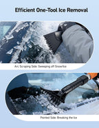 47.2" Ice Scrapers for Car Windshield and Extendable Snow Brush with Foam Grip and 360° Pivoting Brush Head for Auto Car Truck and SUV(Orange)