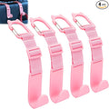 Car Headrest Hooks 4 Pack Adjustable Universal Fit Auto Seat Back Organizer Storage Hanger Purse Bags Holder with Clip Pink