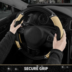 Leather Steering Wheel Cover - Made with PVC Leather - Anti-Slip, Universal Fit 14 1/2 inches to 15 inches - Beige