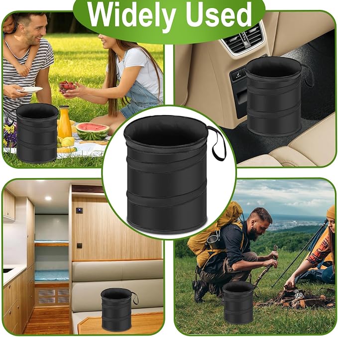 2 PCS Car Trash Can, Collapsible Pop-up Car Garbages Can, Car Accessories Portable Garbage Bin with Elastic Band, Waterproof Small Garbage Can for Back Seat Front Seat, for Outdoor Traveling