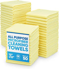 12" x 12" Microfiber Cleaning Cloths (50 Pack) - Reusable Towels, Wash Rags, Dust Cloth, All-Purpose: Kitchen, Dish, Cars, Shop, Glass (Yellow)