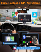 Portable Carplay Screen with Backup Camera - Plug-Play 7-inch HD 1080P Car Touchscreen Supports Both Apple CarPlay & Android Auto - No Dashboard Removal, GPS Navigation, Voice Control, Bluetooth