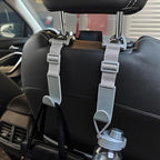 Headrest Hooks for Car Adjustable 4 Pack Vehicle Seat Back Organizer Storage Hanger Holder for Purse Bags Universal Fit with Clip Gray
