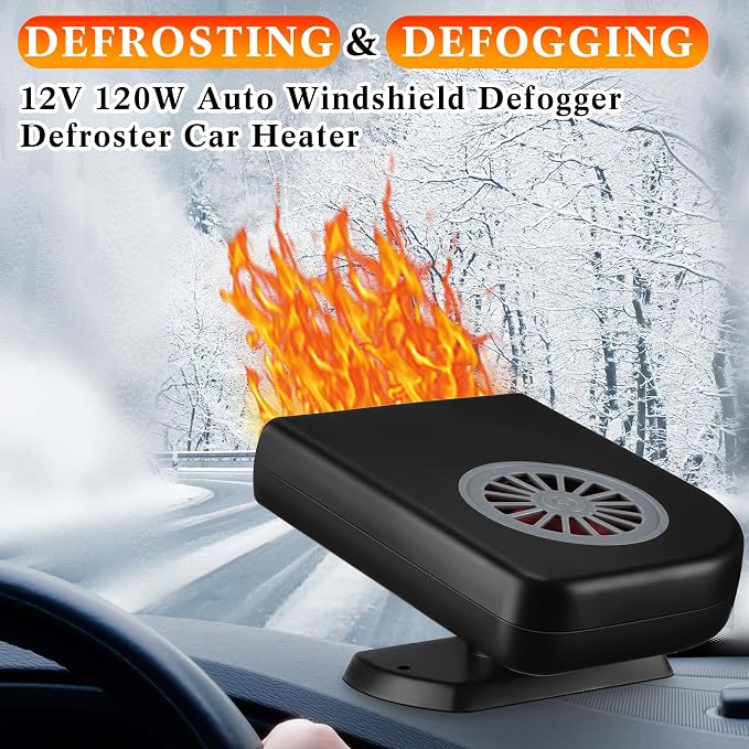 2 Pcs Portable Car Heater, 12V 120W Auto Heating Windshield Defrost Defogger Cooling Car Heater, 2 in 1 Heating and Cooling Car Heater Plugs into Cigarette Lighter