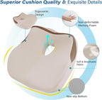 Car Seat Cushion for Driving, Car Seat Pillow for Short Drivers | Ergonomic Memory Foam Seat Cushion for Pain Relief, Adult Booster Seat for Car, Butt Cushion for Car, Truck, Office, Beige