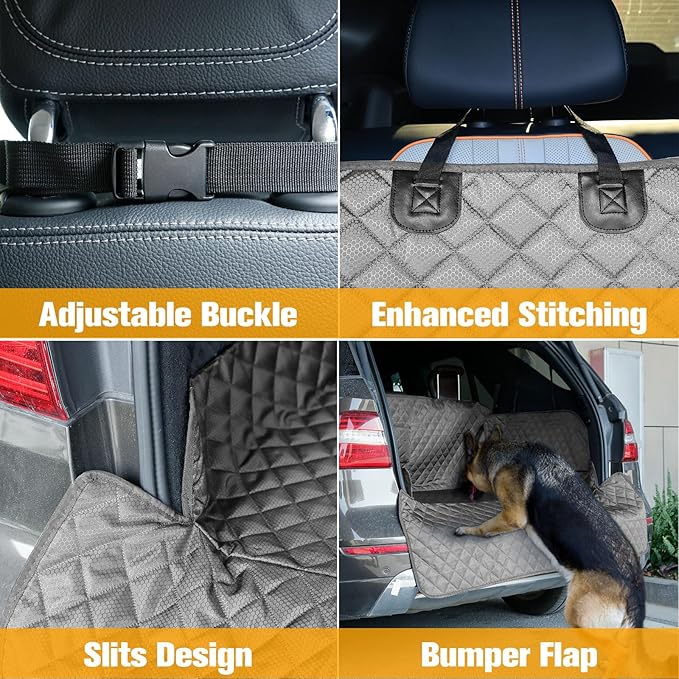 SUV Cargo Liner for Dogs, Waterproof Trunk Cover for SUVs with Bumper Flap Protector, Scratchproof Durable 600D Oxford Fabric, Non-Slip, Machine Washable
