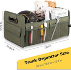 Car Trunk Organizer, Car Organizers and Storage Collapsible Multi Compartment Container Box, Adjustable Car Accessories for SUV Sedan Truck, Standard Size, Green